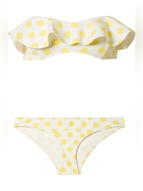 LISA MARIE FERNANDEZ Natalie Bikini Polka-dot Bonded Bandeau Top & Bottoms